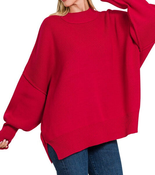 SIDE SLIT OVERSIZED SWEATER