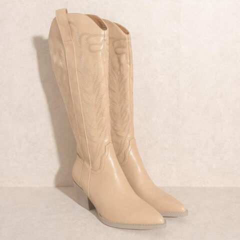 SAMARA-EMBROIDERY WESTERN KNEE HIGH BOOTS